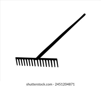 Garden rake silhouette vector on white background 