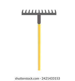 Garden rake. Tool for horticulture, agriculture, farming. Ground cultivator. Vector illustration isolated on white background.
