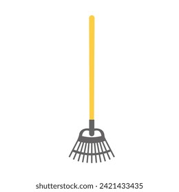 Garden rake. Tool for horticulture, agriculture, farming. Ground cultivator. Vector illustration isolated on white background.
