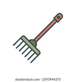 Garden rake tool icon illustration