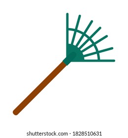 garden rake tool icon over white background, flat style, vector illustration