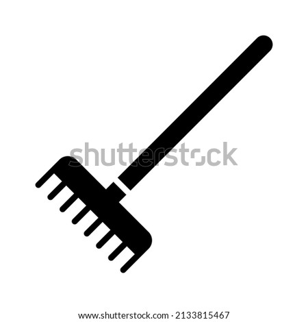 Garden rake vector isolated glyph icon. Graph symbol for agriculture, garden and plants web site and apps design, logo, app, UI