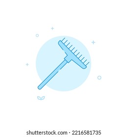 Garden rakes vector icon. Flat illustration. Filled line style. Blue monochrome design. Editable stroke. Adjust line weight.