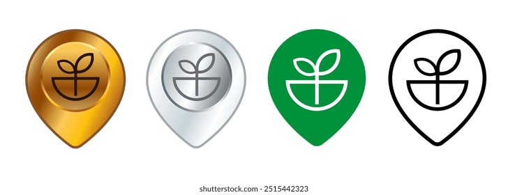 Garden refreshing place map direction location destination route eco-friendly zone botanical park zone design set collection