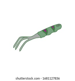 Garden Ripper in hand drawn cartoon style isolated on white background. Bright vector illustration. Sign gardening element. For decoration . Tool for working in the garden and the vegetable garden.