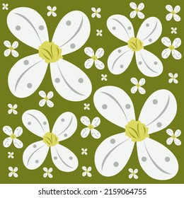 Garden rock cress flowers flat vector background. Cute garden rock cress flowers cartoon vector background for graphic design, illustration, and decorative element