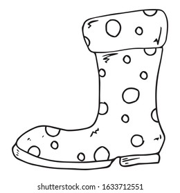 Garden rubber boots. Vector illustration of rubber boots. Spring rubber boots for gardening.