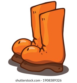 Garden rubber boots. Vector illustration boots. Spring rubber boots for gardening.