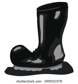 Garden rubber boots. Vector illustration boots. Spring rubber boots for gardening.