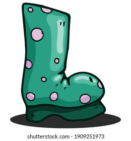 Garden rubber boots. Vector illustration boots. Spring rubber boots for gardening.