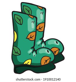 Garden rubber boots. Vector illustration boots. Spring rubber boots for gardening.