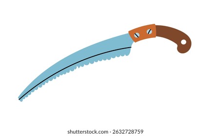 garden saw for a thin tree is an isolated illustration. Gardening equipment. Seasonal work. A product for agricultural crops. Suitable for ecology, garden, cleaning, household, packaging design