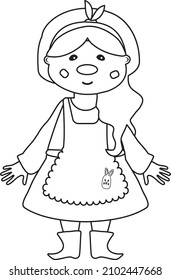 Garden scandinavian gnome grandmother. Coloring Page or Book for Kids and Adults