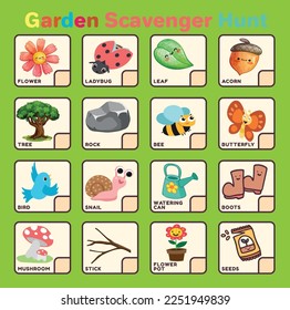 Garden Scavenger Hunt list to do with kids