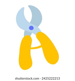 Garden scissors. Flat design. Vector icon. Hand drawn illustration on white background.