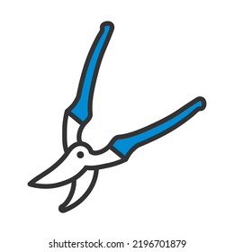 Garden Scissors Icon. Editable Bold Outline With Color Fill Design. Vector Illustration.