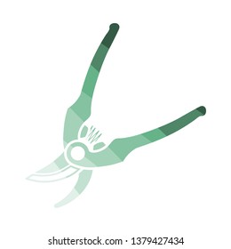 Garden scissors icon. Flat color design. Vector illustration.