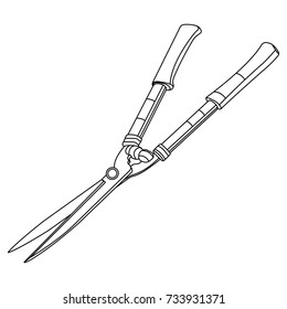 garden scissors icon on white background, icon, line, tool