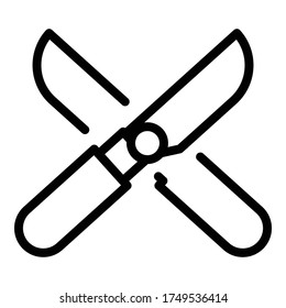 Garden scissors icon. Outline garden scissors vector icon for web design isolated on white background