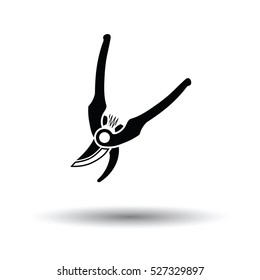 Garden scissors icon. White background with shadow design. Vector illustration.