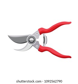 Garden scissors isolated on white background. Vector illustration of  garden tool. Flat icon.