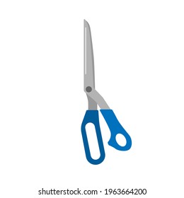Garden scissors isolated on white background. Scissors with blue hand in flat style. Design vector illustration.
