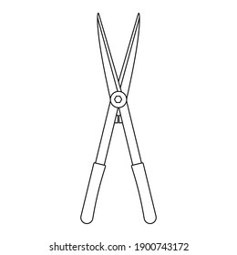 Garden scissors line style icon isolated on white background. Gardening tool. Simple icon. Clean and modern vector illustration for design, web, app, infographic.