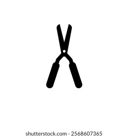 Garden Scissors, Secateurs, Pruner Solid Flat Vector Icon Isolated on White Background.