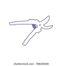 Garden scissors sign. Vector. Violet linear icon on white background. Isolated.