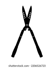 Garden Scissors Silhouette, Hedge Shears, Manual Hedge Trimmer Garden Tool Vector Illustration