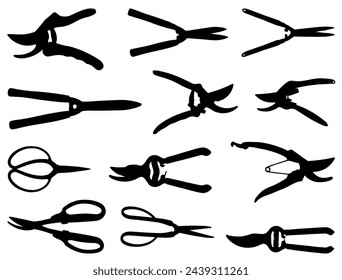 Garden scissors silhouette vector art white background