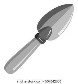 Garden scoop icon. Gray monochrome illustration of garden scoop vector icon for web