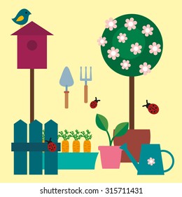Garden scrapbook; set of garden items