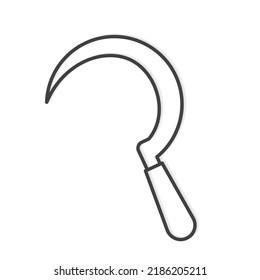 garden scythe, sickle blade outline icon- vector illustration