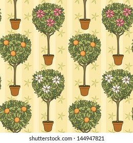 garden, seamless pattern, vector illustration, eps10