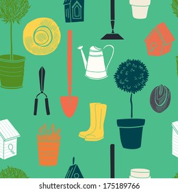 Garden Seamless Pattern Watering Can Spade Stock Vector (royalty Free 