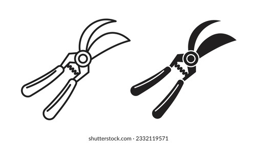 Garden Secateurs icon set. black Pruning Shears icon. for mobile app, website ui design.