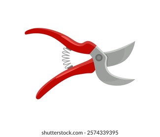 Garden secateurs isolated on white background. Vector cartoon flat illustration of garden shears. Tool icon.