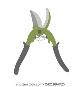 Garden secateurs. Garden shears, pruning scissors. Gardening tool. Vector illustration isolated on white background.

