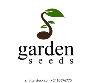 plantilla de diseño de logotipo de semilla de jardín cultivo de semillas con hojas
