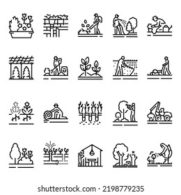 Garden service color line icons set. Signs for web page