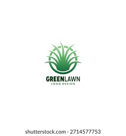 Projeto de logotipo de serviço de jardim com inspiração de grama verde - representando crescimento e qualidade. Isolado no fundo branco.