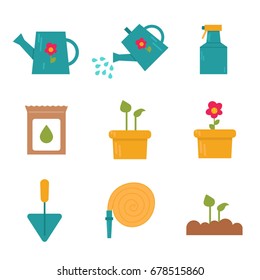 Garden set flat illustration
