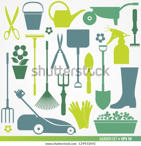 Garden Set Icons Stock Vector (Royalty Free) 129933692 | Shutterstock