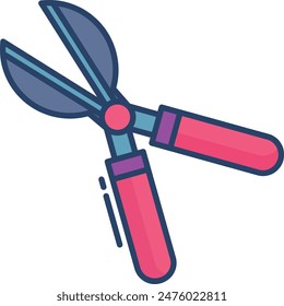 garden shear linear color vector illustration