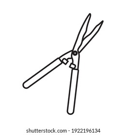Garden shears brush cutter, simple gardening icon in trendy line style isolated on white background for web apps and mobile concept. Vector Illustration EPS10