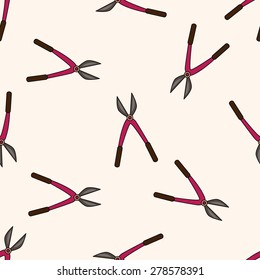 garden shears, cartoon seamless pattern background