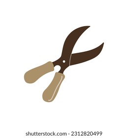 Garden shears, gardening tool. Vector illustration of garden element. Flat style. 