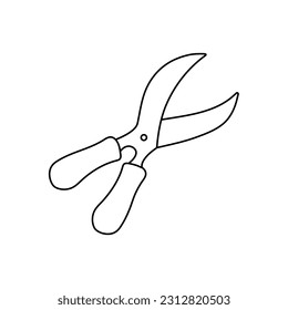 Garden shears, gardening tool. Vector illustration of garden element. Outline style. 