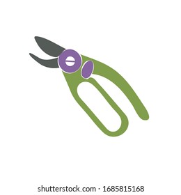 Garden shears for hacking shrubs isolated on white background. Scissors for branches and sticks. Farm and gardening tools in cartoon style. Vector illustration